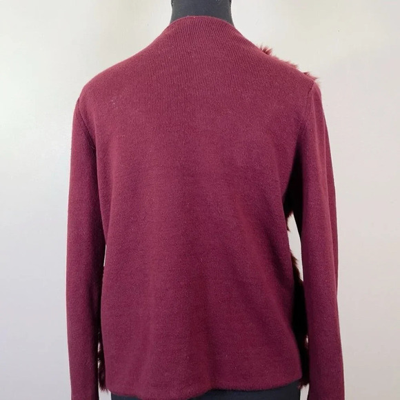 Banana Republic Faux Fur Burgundy Open Cardigan - Picture 3 of 16